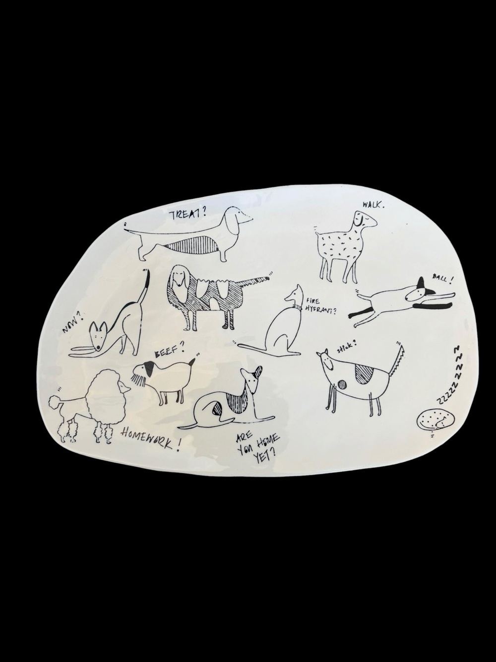Accent Decor Bow Wow Collection Platter Serving Tray Ceramic NEW